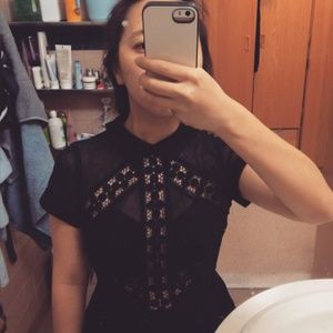 Free People Mesh Lace Collared Dress